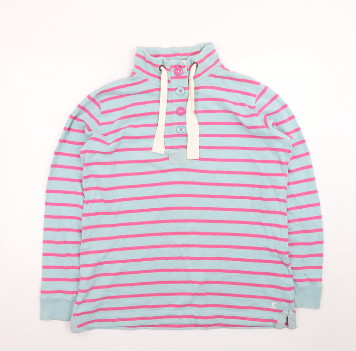 Joules Women's Blue Pink Stripe Henley Pullover Sweatshirt Size 16