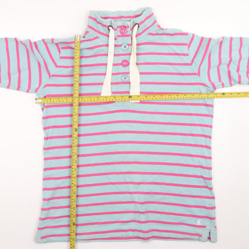 Joules Women's Blue Pink Stripe Henley Pullover Sweatshirt Size 16