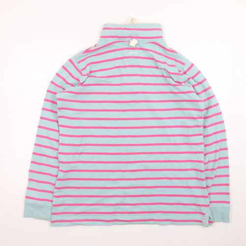 Joules Women's Blue Pink Stripe Henley Pullover Sweatshirt Size 16