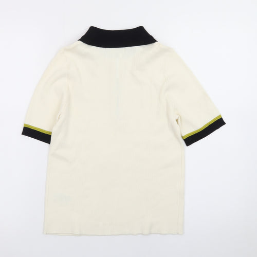 Marks and Spencer Men’s Ivory Short Sleeve Zip Collar Polo Shirt M