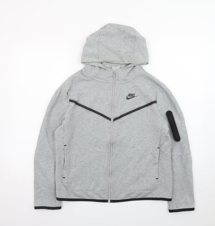Nike Men's Grey Full Zip Hoodie L Sportswear Lightweight