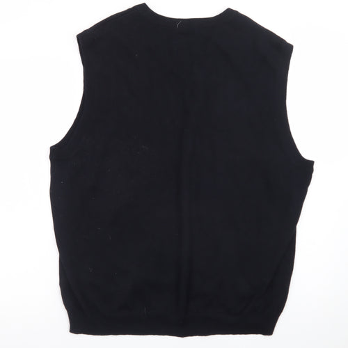 Saddlebred Men's Black Argyle Cotton Knit V-Neck Vest Size L