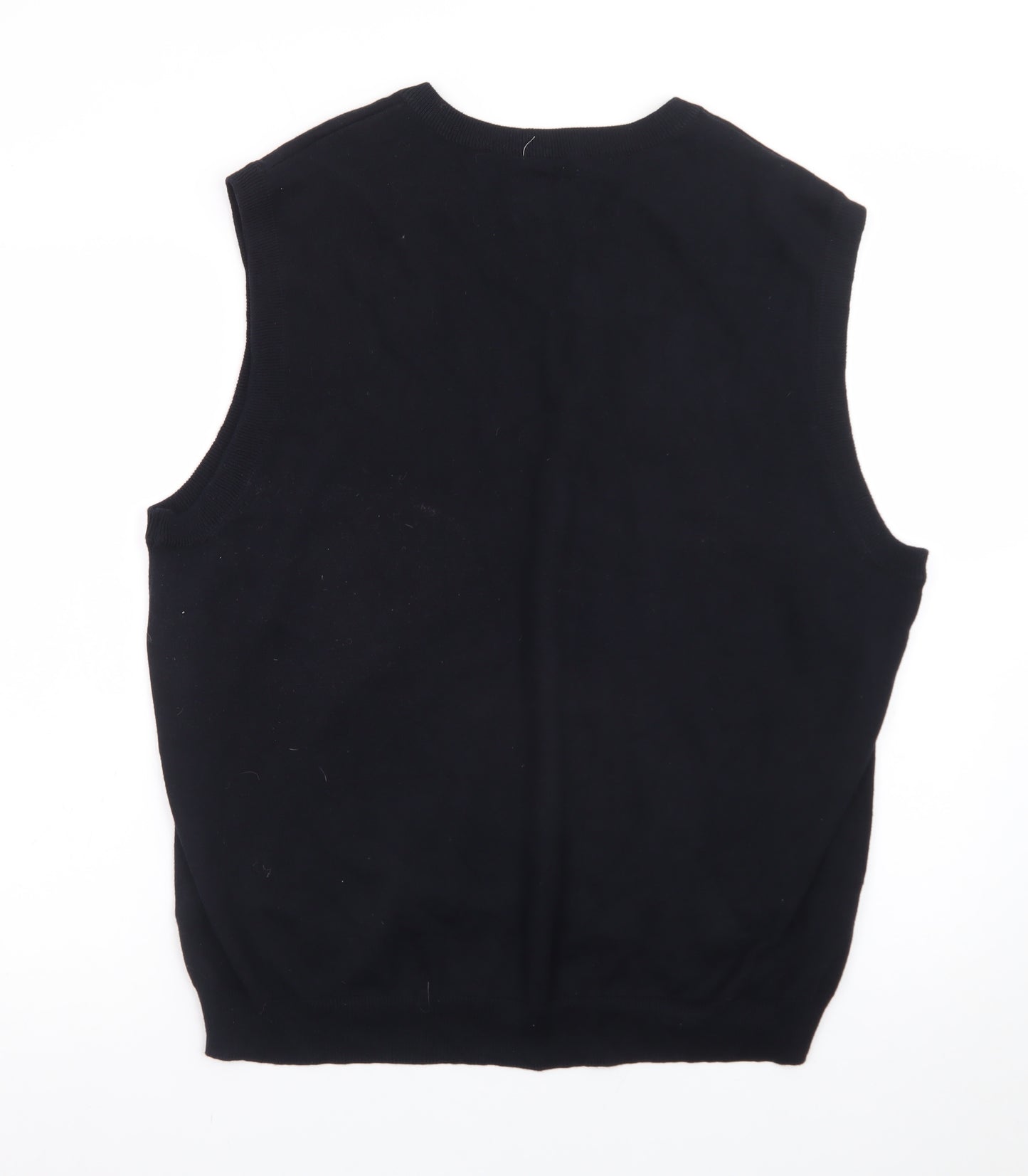 Saddlebred Men's Black Argyle Cotton Knit V-Neck Vest Size L