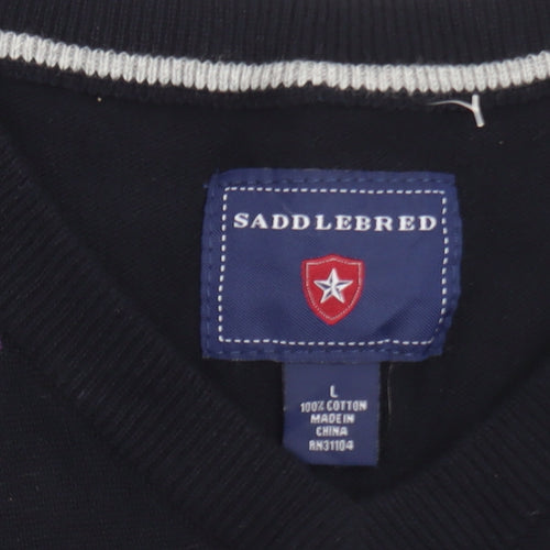 Saddlebred Men's Black Argyle Cotton Knit V-Neck Vest Size L