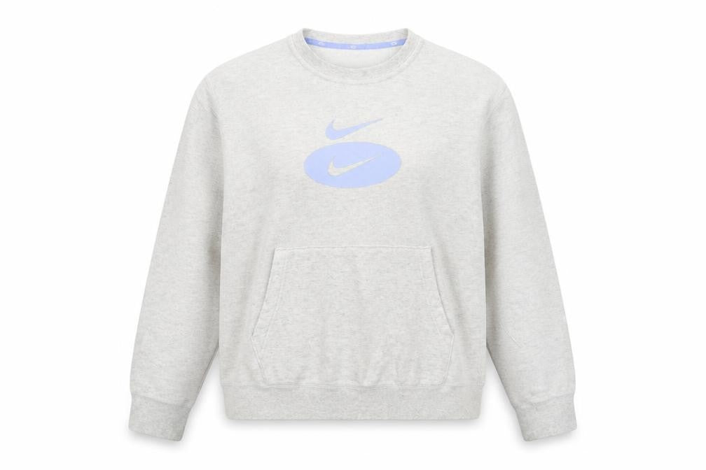 Front view of Nike women’s grey xl pullover sweatshirt with logo