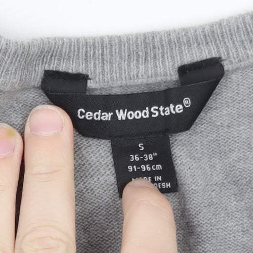 Cedar Wood State Men's Grey V-Neck Pullover Sweatshirt Size S