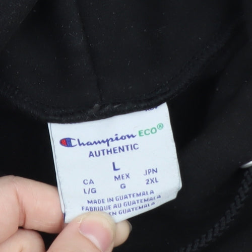 Champion Men's Black Pullover Hoodie Large Fleece Sweatshirt