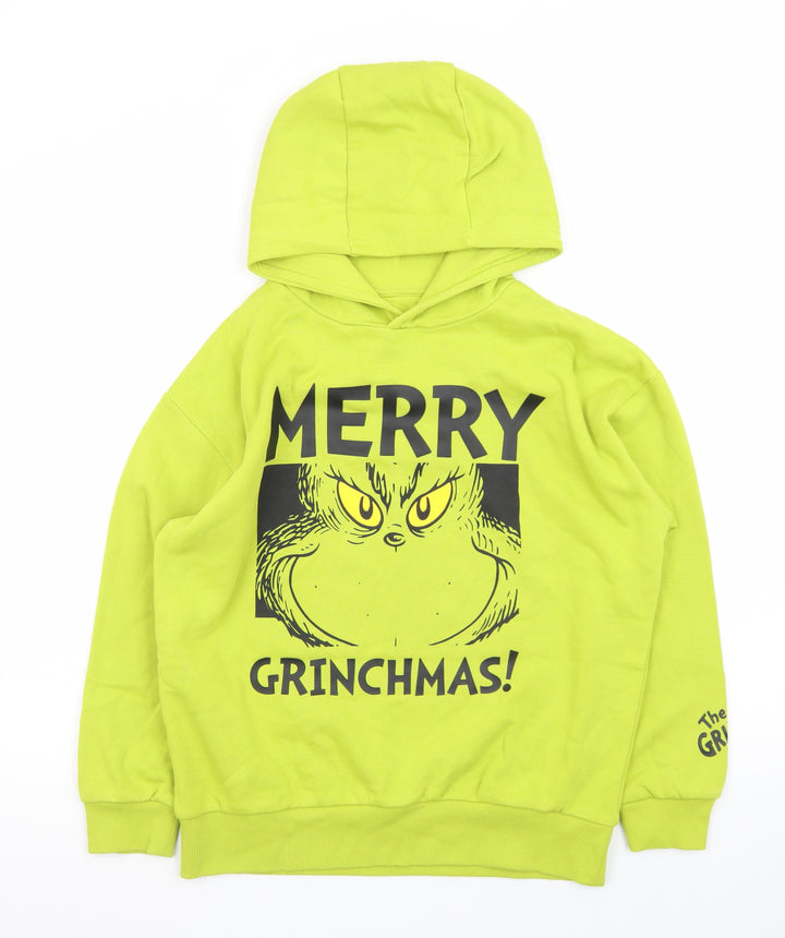 The Grinch Boys Green Hoodie 10-11 Years Pullover Christmas Graphic Print