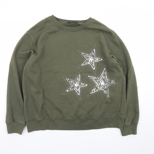 Marks and Spencer Women Green Sequin Star Sweatshirt Size 12