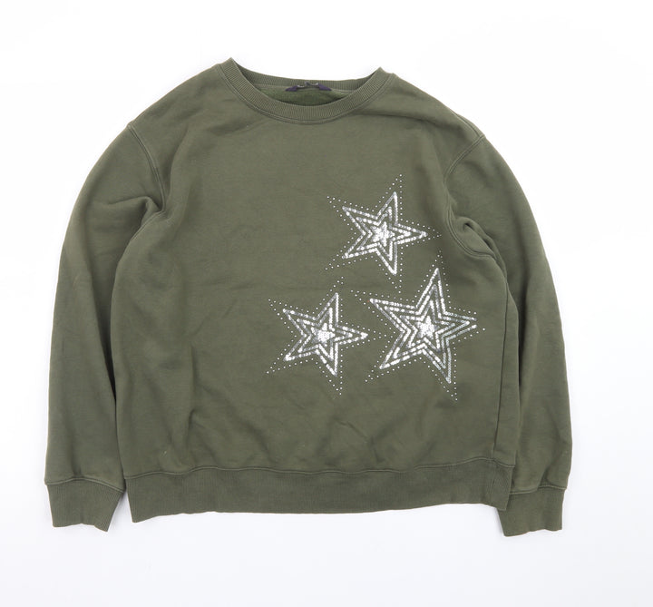 Marks and Spencer Women Green Sequin Star Sweatshirt Size 12