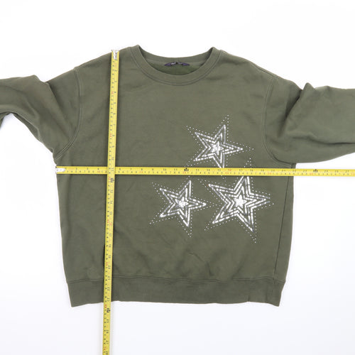 Marks and Spencer Women Green Sequin Star Sweatshirt Size 12