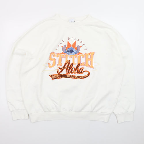 Disney Stitch Aloha White Sweatshirt Women's M 12-14 George