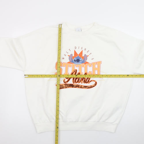 Disney Stitch Aloha White Sweatshirt Women's M 12-14 George