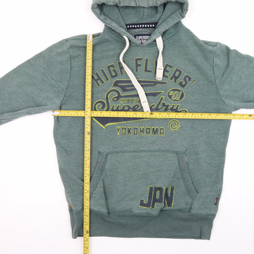 Superdry Men's Green Pullover Hoodie L Graphic Print Logo Sweatshirt