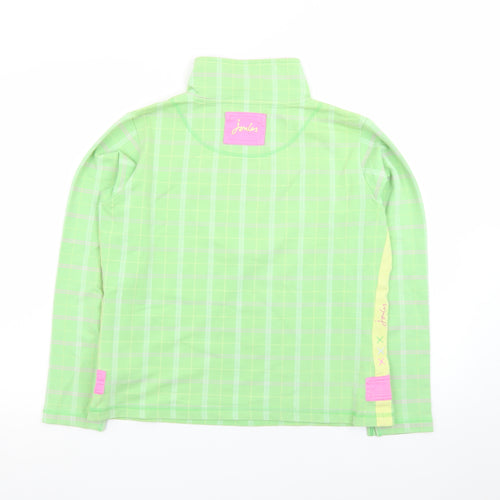 Joules Women’s Green Checked Long Sleeve Zip Neck Top Size 12