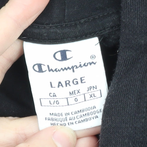 Champion Men’s Black Pullover Hoodie Large Fleece Regular Fit