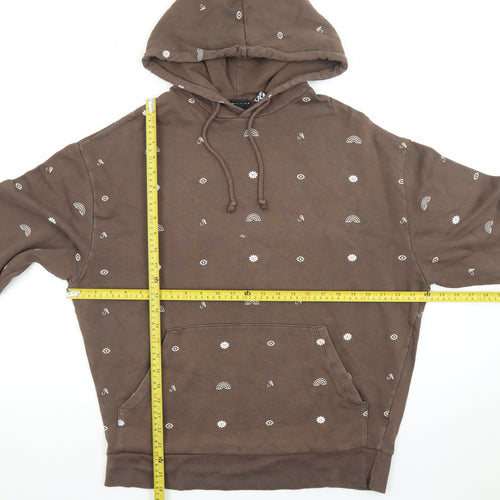 ASOS Design Women's Brown Pullover Hoodie M Cotton Rainbow Print
