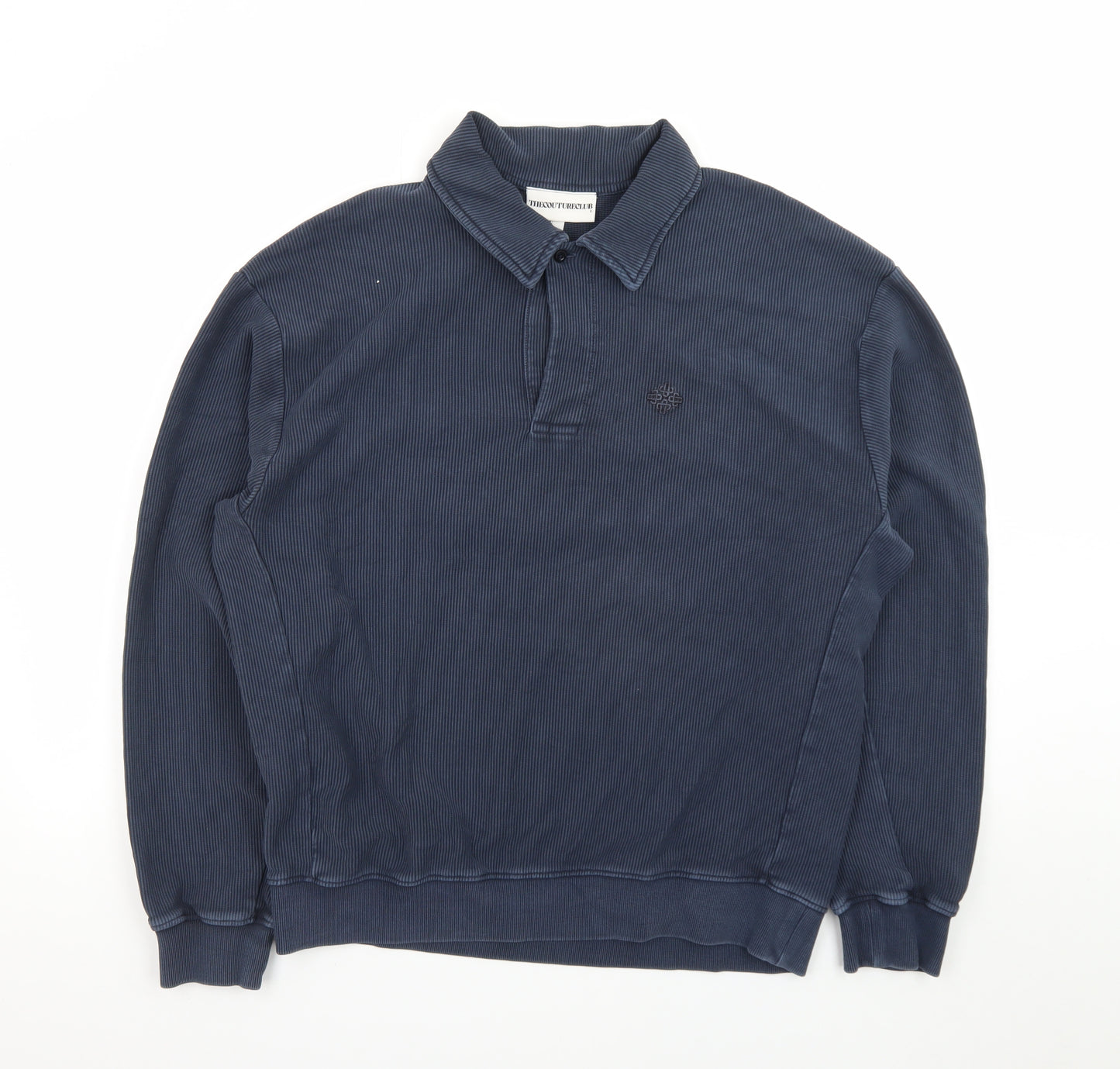 The Couture Club Men's Blue Collared Henley Sweatshirt Size L