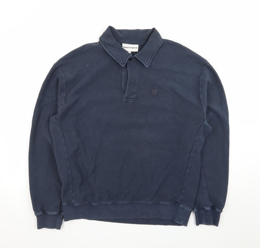 The Couture Club Men's Blue Collared Henley Sweatshirt Size L