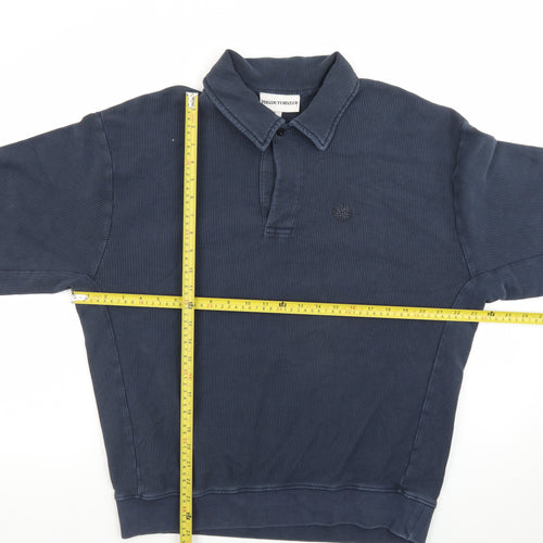 The Couture Club Men's Blue Collared Henley Sweatshirt Size L