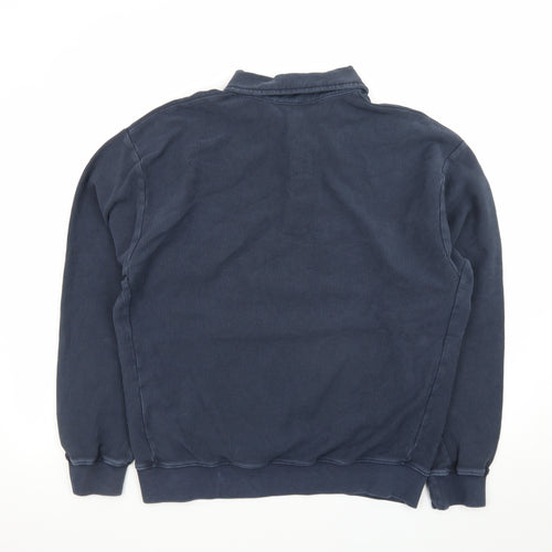 The Couture Club Men's Blue Collared Henley Sweatshirt Size L