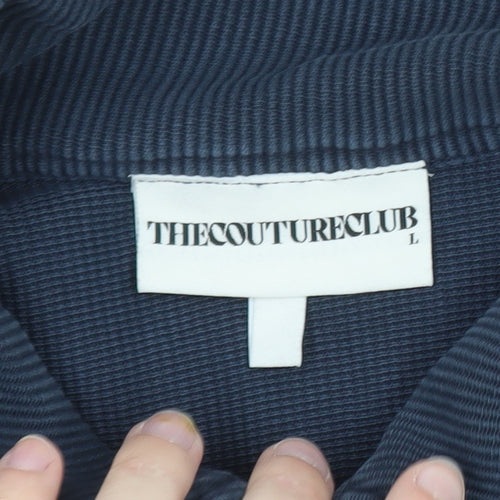 The Couture Club Men's Blue Collared Henley Sweatshirt Size L