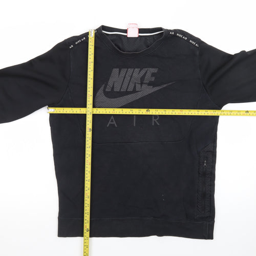 Nike Men Black M Pullover Sweatshirt Crew Neck Logo Zip Detail