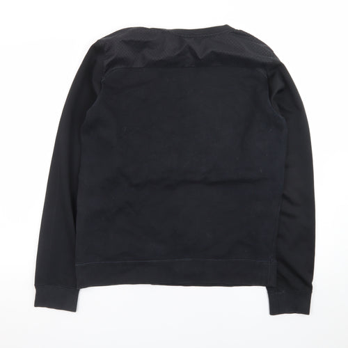 Nike Men Black M Pullover Sweatshirt Crew Neck Logo Zip Detail
