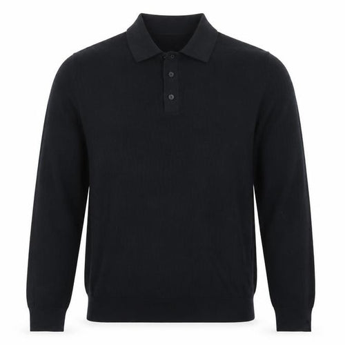 Marks and Spencer Men's Black Cotton Modal Long Sleeve Polo M