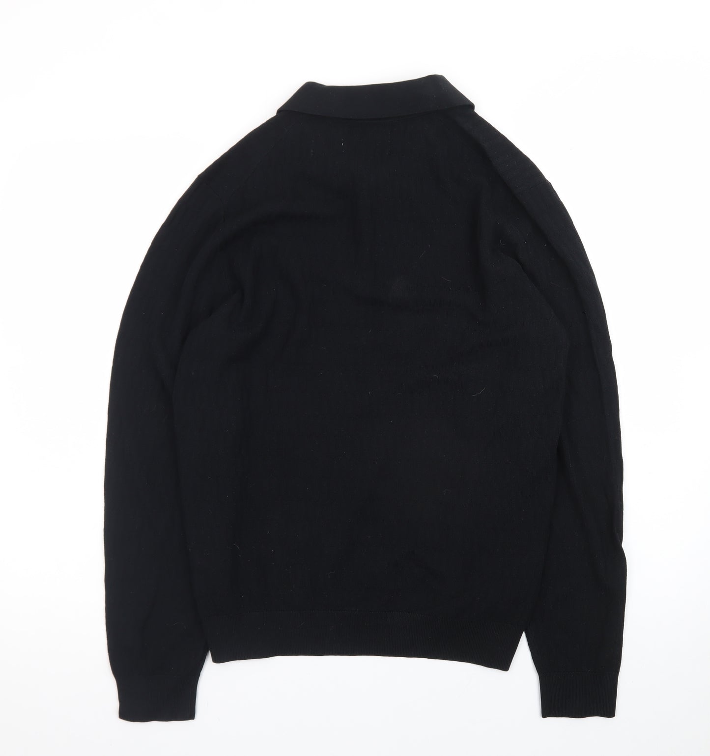 Marks and Spencer Men's Black Cotton Modal Long Sleeve Polo M