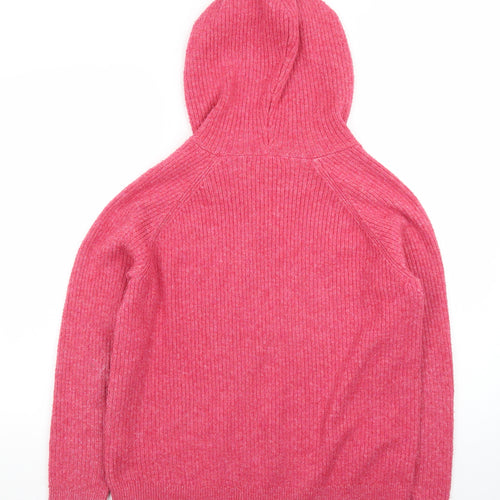 Marks and Spencer Women's Pink Hooded Cable-Knit Jumper M