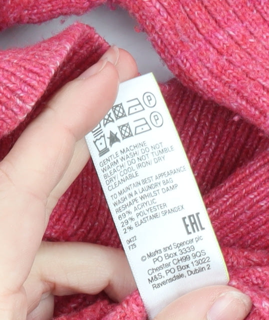 Marks and Spencer Women's Pink Hooded Cable-Knit Jumper M