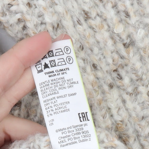 Marks and Spencer Women's Beige Chunky Knit V-Neck Cardigan M