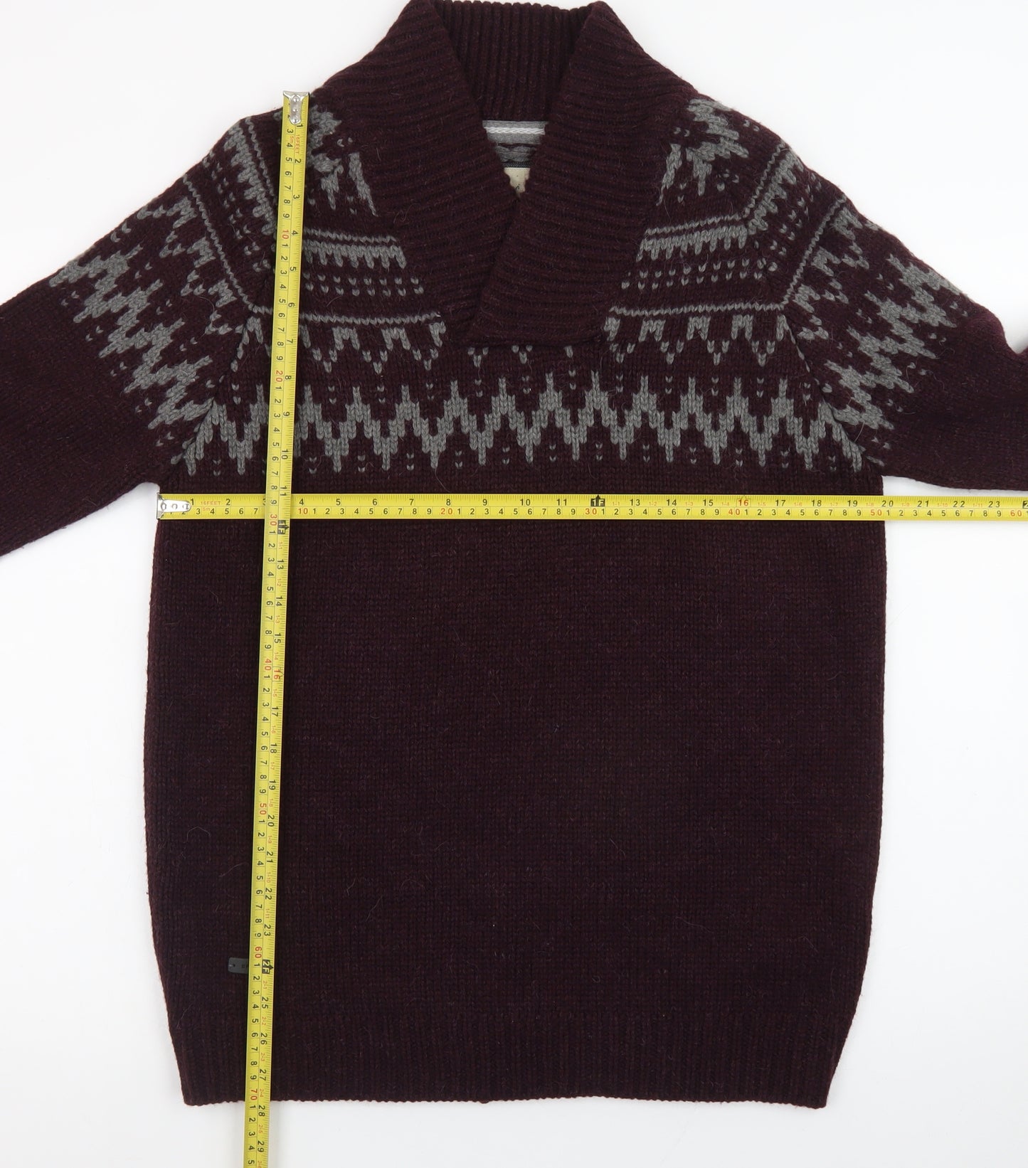 Rocha John Rocha Men’s Brown Fair Isle Wool Jumper Size M