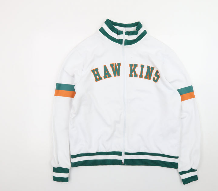 Stranger Things Hawkins Men's White Varsity Jacket Size M