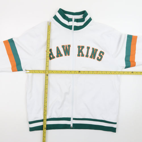 Stranger Things Hawkins Men's White Varsity Jacket Size M