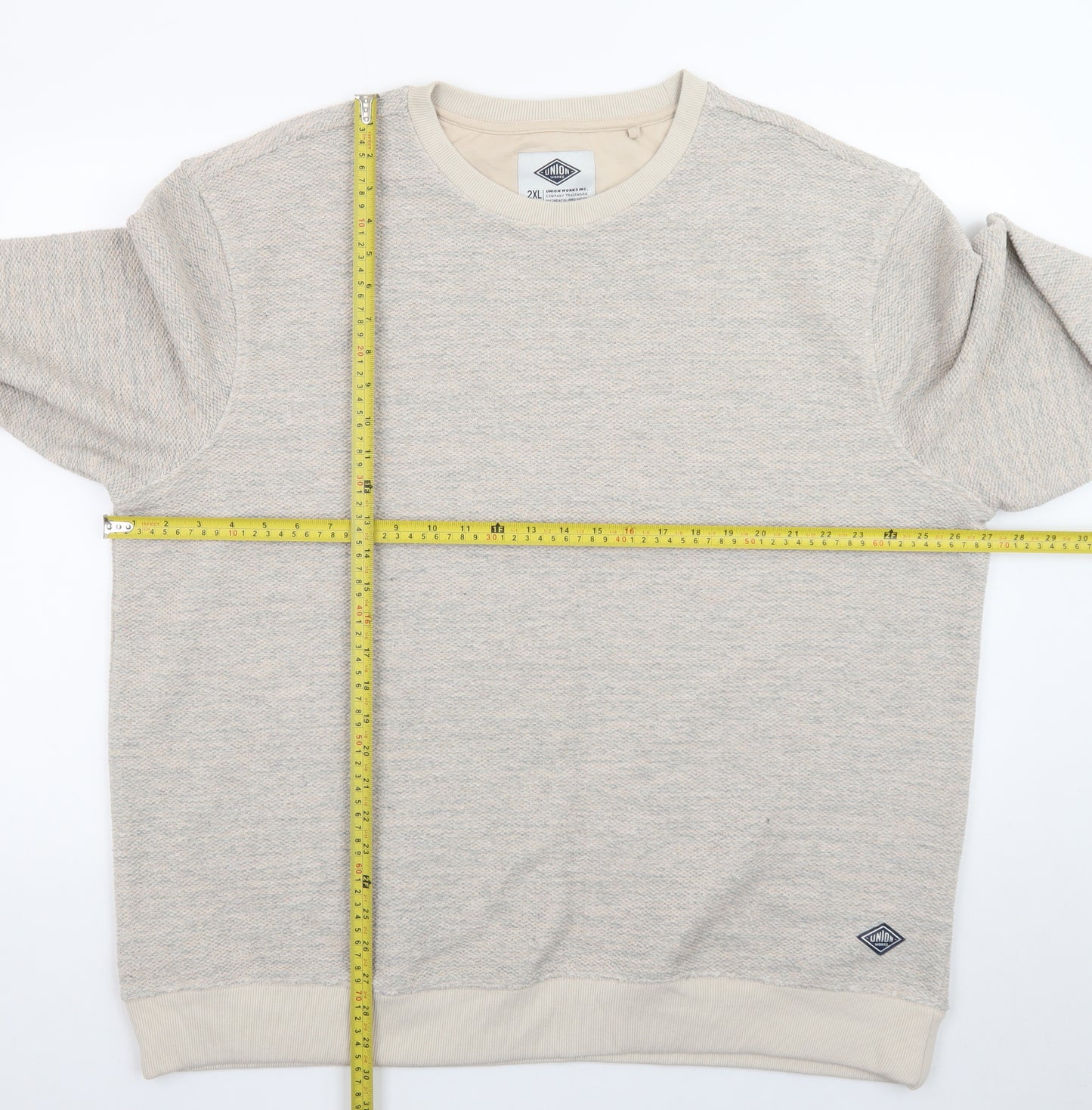 Union Works Men Beige 2XL Pullover Sweatshirt Classic Knit