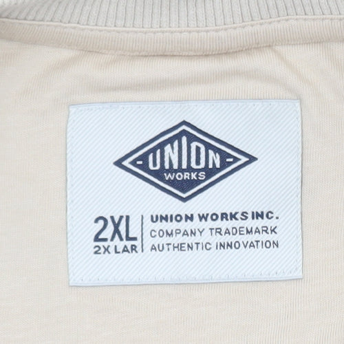 Union Works Men Beige 2XL Pullover Sweatshirt Classic Knit