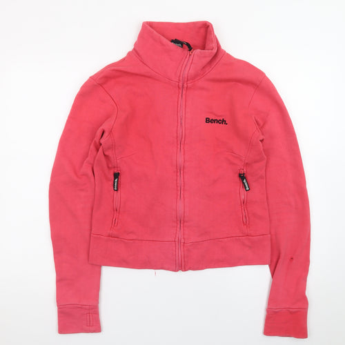 Bench Womens Pink Full Zip Sweatshirt Size L Casual Hoodie Top