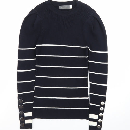 Mint Velvet Women’s Blue Striped Crew Neck Pullover Jumper Size S