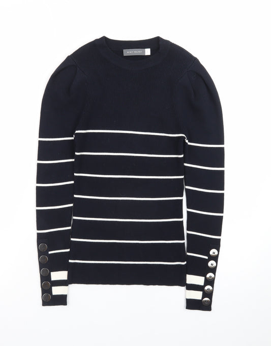 Mint Velvet Women’s Blue Striped Crew Neck Pullover Jumper Size S