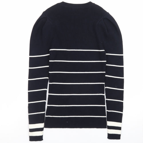 Mint Velvet Women’s Blue Striped Crew Neck Pullover Jumper Size S