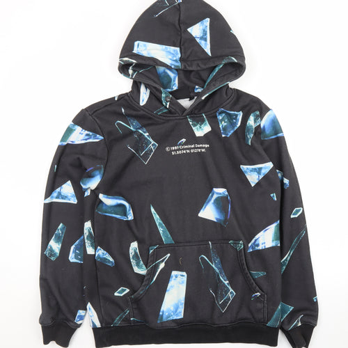 Criminal Damage Mens Black Graphic Pullover Hoodie Size M