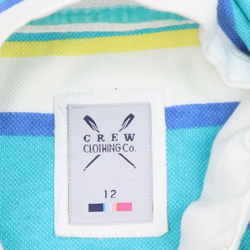 Crew Clothing Co. Women’s Multicoloured Striped Cotton Long Sleeve Polo Size 12