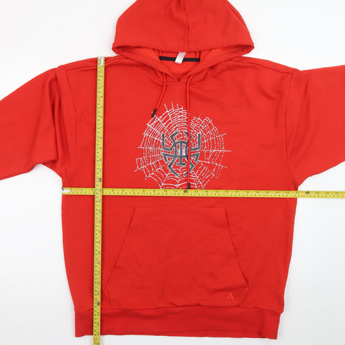 Adidas Men's Red Pullover Hoodie M Hooded Graphic Sports Sweatshirt