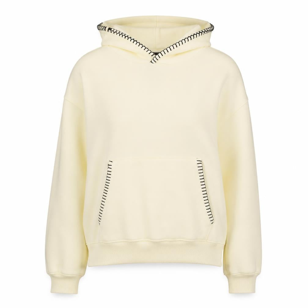 Front view of ASOS DESIGN Women Beige Hooded Pullover Sweatshirt, size M, UK 12-14