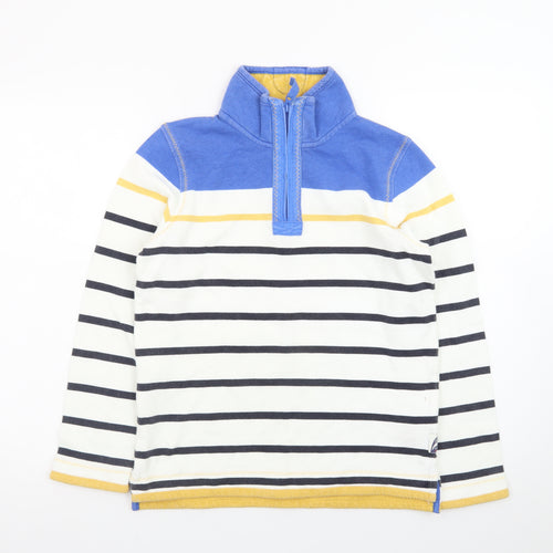 FatFace Teens Multicoloured Striped Long Sleeve Cotton Zip Neck Top Size 10