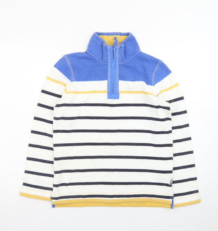 FatFace Teens Multicoloured Striped Long Sleeve Cotton Zip Neck Top Size 10