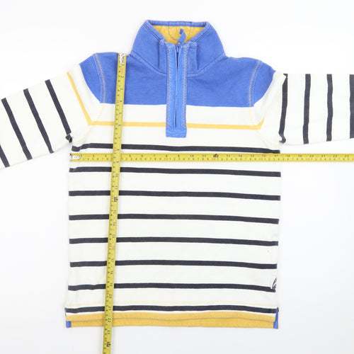 FatFace Teens Multicoloured Striped Long Sleeve Cotton Zip Neck Top Size 10