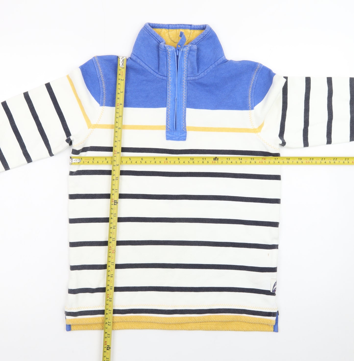 FatFace Teens Multicoloured Striped Long Sleeve Cotton Zip Neck Top Size 10